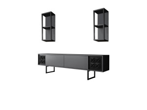 Mobile TV in legno "Black Line" - 180 x 30 x 48 cm - Antracite-Nero