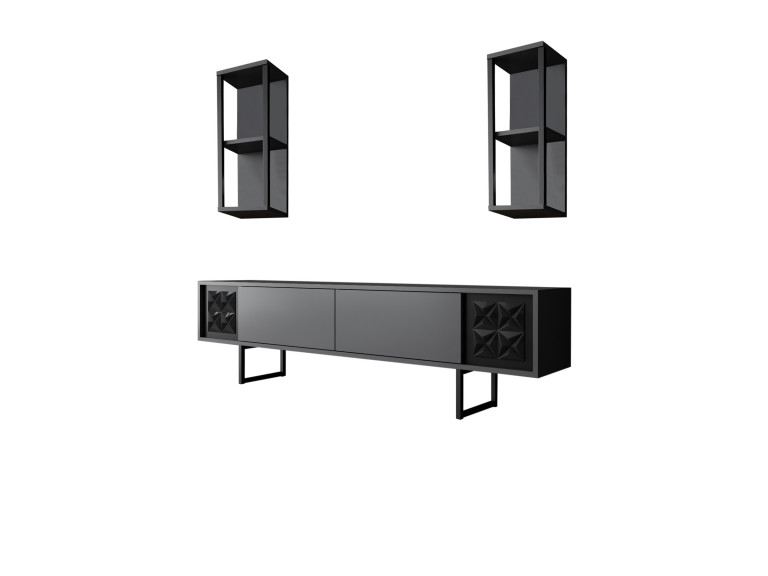 Mobile TV in legno "Black Line" - 180 x 30 x 48 cm - Antracite-Nero