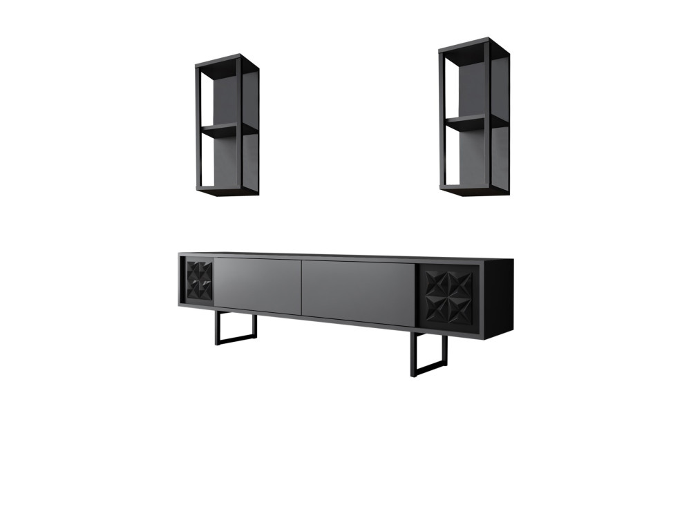Mobile TV in legno "Black Line" - 180 x 30 x 48 cm - Antracite-Nero