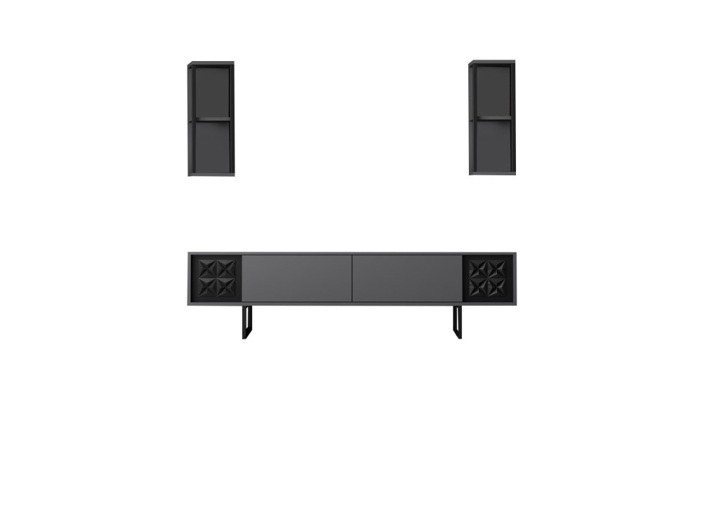 Mobile TV in legno "Black Line" - 180 x 30 x 48 cm - Antracite-Nero
