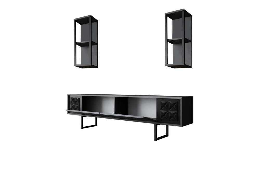 Mobile TV in legno "Black Line" - 180 x 30 x 48 cm - Antracite-Nero