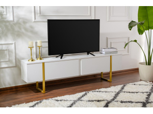 Porta TV in legno "Serenity" - 180 x 29 x 50 cm - Bianco 2