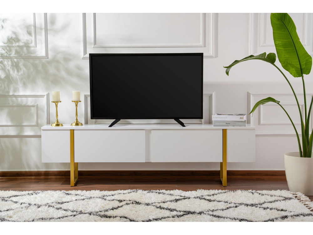 Porta TV in legno "Serenity" - 180 x 29 x 50 cm - Bianco