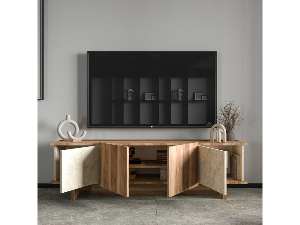 Porta TV in legno "Diana" 180 x 33 x 50 cm - Travertino