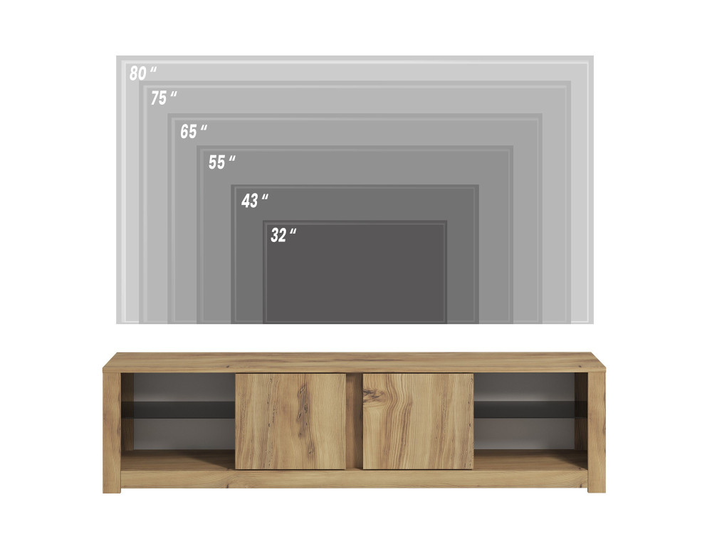 Porta TV in legno "Aydos" 180 x 35 x 45 cm - Rovere