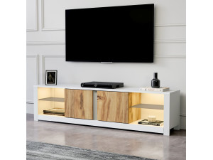 Porta TV in legno "Aydos" 180 x 35 x 45 cm - Bianco 2