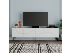 Porta TV in legno "Dune" - 180 x 29 x 50 cm - Bianco 2