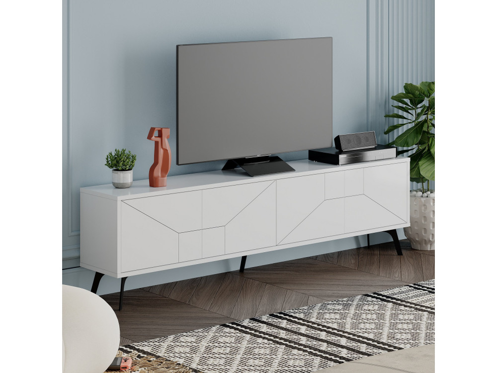 Porta TV in legno "Dune" - 180 x 29 x 50 cm - Bianco
