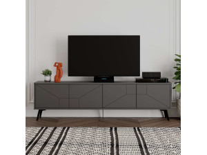 Porta TV in legno "Dune" - 180 x 29 x 50 cm - Grigio antracite 2