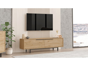 Porta TV in legno "Calvin" - 160 x 35 x 45 cm - Marrone 2
