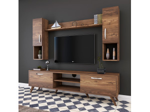 Porta TV in legno "Mezalun" - 180 x 35 x 48 cm - Marrone 2