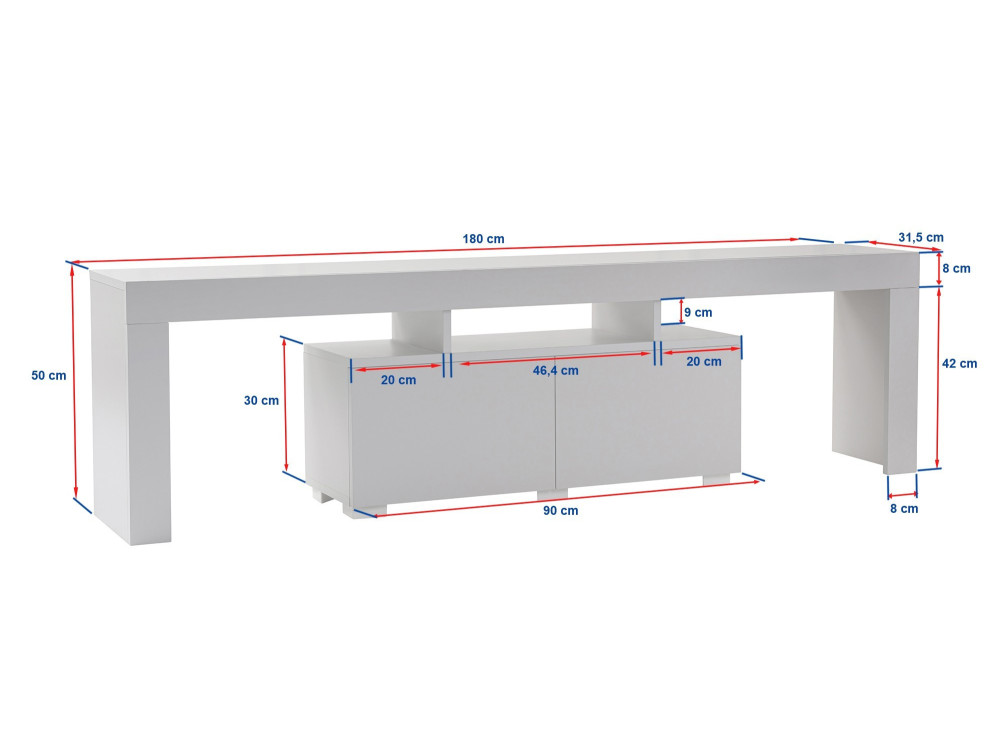 Porta TV in legno "Enclave" - 180 x 31 x 50 cm - Marrone