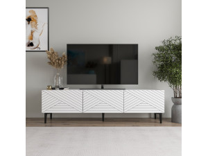 Porta TV in legno "Felix" - 160 x 31 x 44 cm - Bianco 2