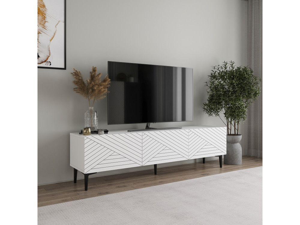 Porta TV in legno "Felix" - 160 x 31 x 44 cm - Bianco