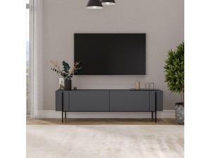 Porta TV in legno "Herman" - 160 x 31 x 45 cm - Grigio antracite 2