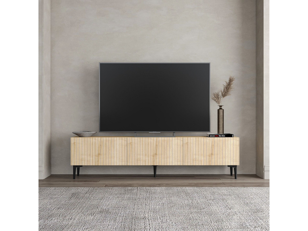 Porta TV in legno "Oscar" - 180 x 31 x 45 cm - Marrone chiaro