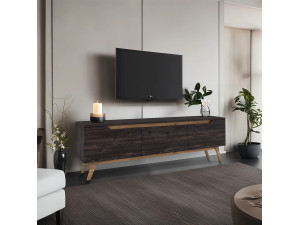 Porta TV in legno "Digi" - 180 x 35 x 48 cm - Nero 2