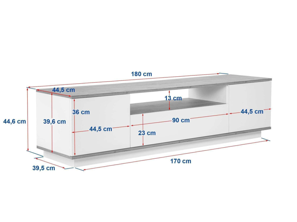 Porta TV in legno "Veramont" - 180 x 44 x 44 cm - Marrone scuro