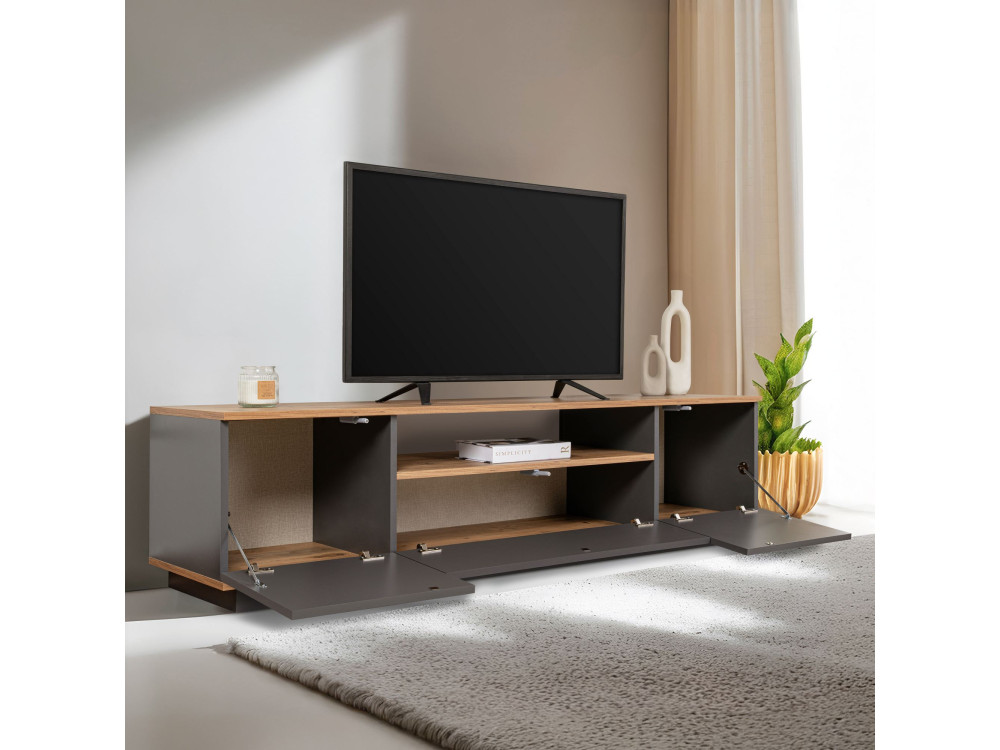 Porta TV in legno "Veramont" - 180 x 44 x 44 cm - Grigio antracite