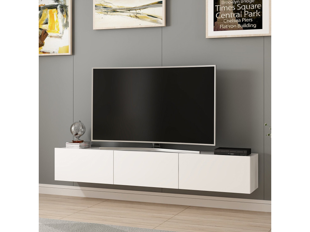 Mobile TV sospeso in legno "Rigel" - 180 x 32 x 30 cm - Bianco