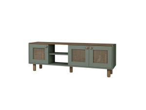 Porta TV in legno e canna "Bohemian" - 160 x 40 x 56 cm - Verde