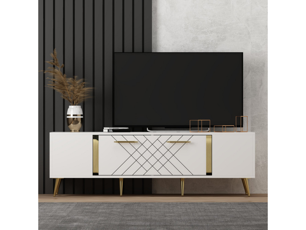 Porta TV in legno "Detas" - 150 x 35 x 48 cm - Oro