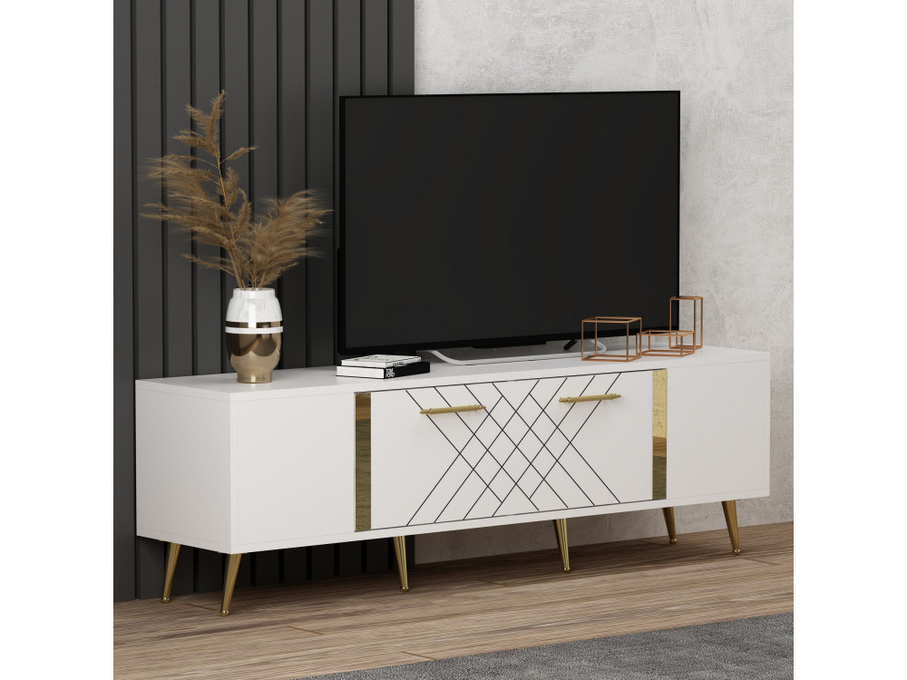 Porta TV in legno "Detas" - 150 x 35 x 48 cm - Oro