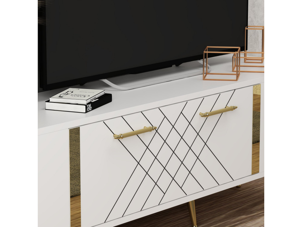 Porta TV in legno "Detas" - 150 x 35 x 48 cm - Oro