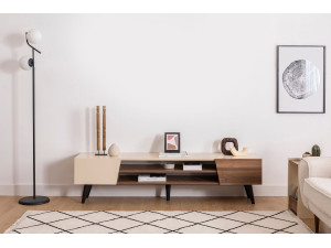 Porta TV in legno "Clark" - 180 x 37 x 45 cm - Marrone 2