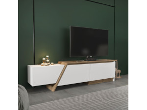 Porta TV in legno "Zonas" - 180 x 35 x 28 cm - Bianco 2
