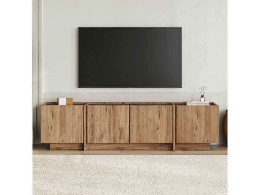 Porta TV in legno "Lowen" - 180 x 35 x 46 cm - Pino Atlantico / Antracite