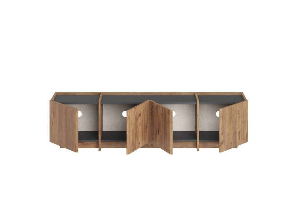 Porta TV in legno "Lowen" - 180 x 35 x 46 cm - Pino Atlantico / Antracite