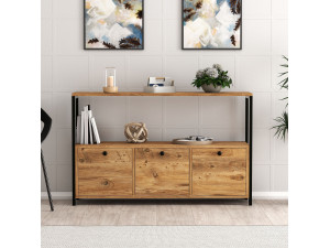 Credenza in legno "Nero" - 120 x 30 x 75 cm - Pino nero Atlantic 2