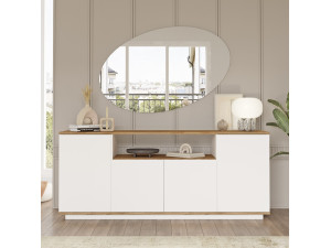 Credenza in legno "FR15" - 180 x 44 x 75 cm - Pino Atlantico Bianco 2