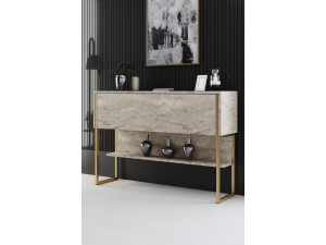 Consolle in legno "Luxe" - 120 x 30 x 80 cm - Travertino oro 2