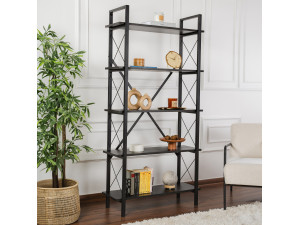 Libreria in legno "Elysian" - 90 x 33 x 180 cm - Legno nero 2