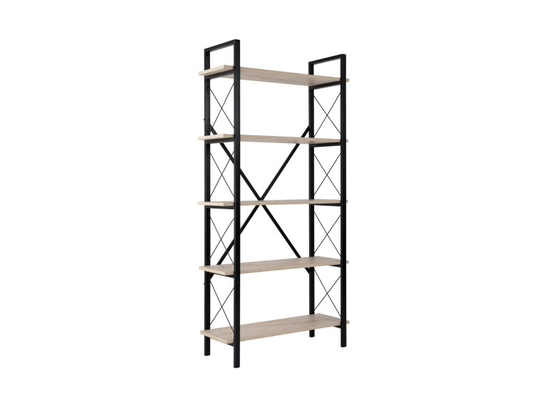 Libreria in legno "Elysian" - 90 x 33 x 180 cm - Travertino nero