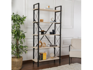 Libreria in legno "Elysian" - 90 x 33 x 180 cm - Travertino nero 2
