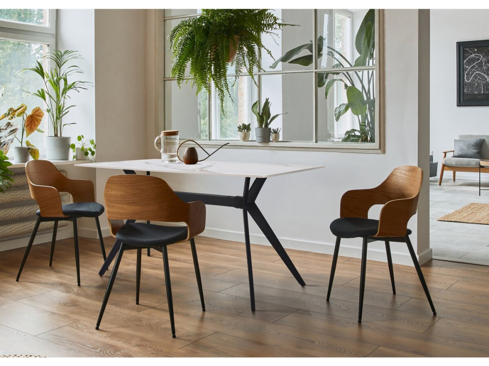 Tavolo da pranzo in ceramica "Boréal" - da 4 a 6 persone - 160 cm - Bianco