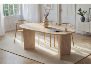 Tavolo da pranzo in legno "Sablin" - 180 x 89 x 75 cm - Travertino 2