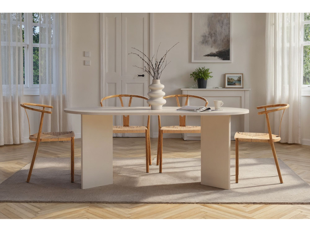 Tavolo da pranzo in legno "Sablin" - 180 x 89 x 75 cm - Legno bianco
