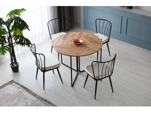 Tavolo da pranzo in legno "Yaprak" - 100 x 100 x 72 cm - Pino Atlantico 2