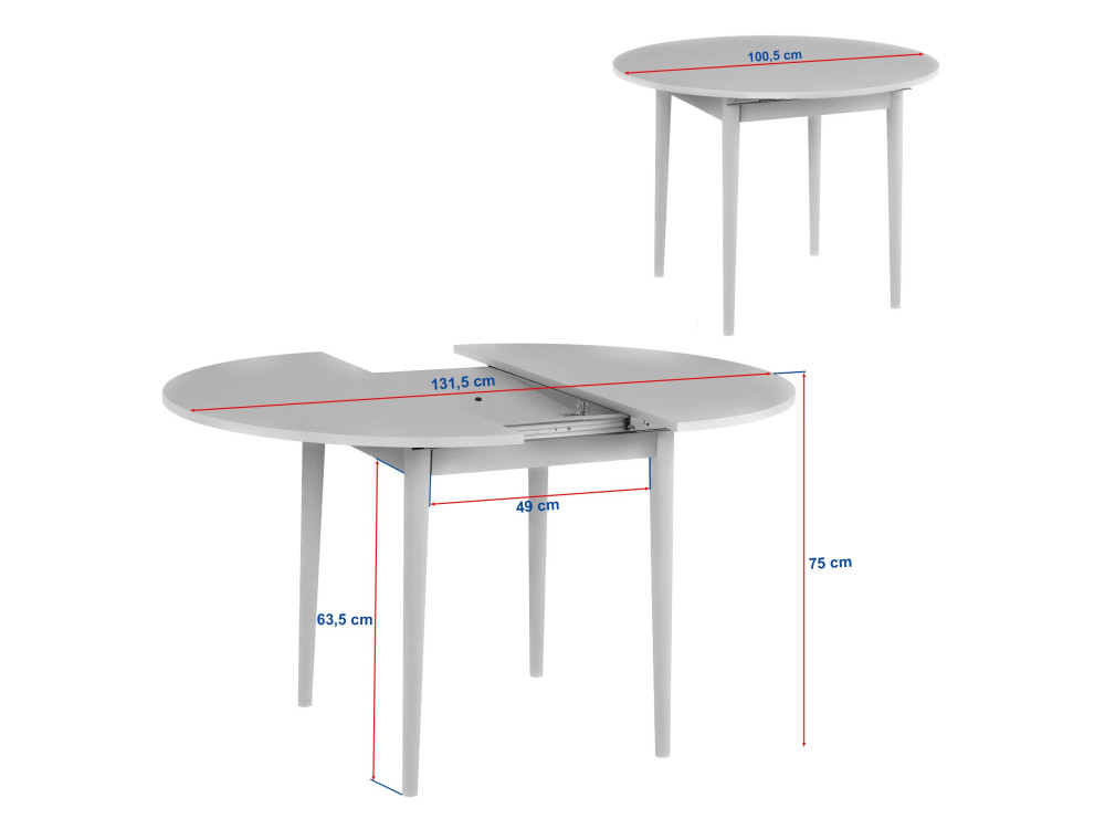 Tavolo da pranzo allungabile in legno "Viona" 100 x 100 x 75 cm - Pino Atlantico