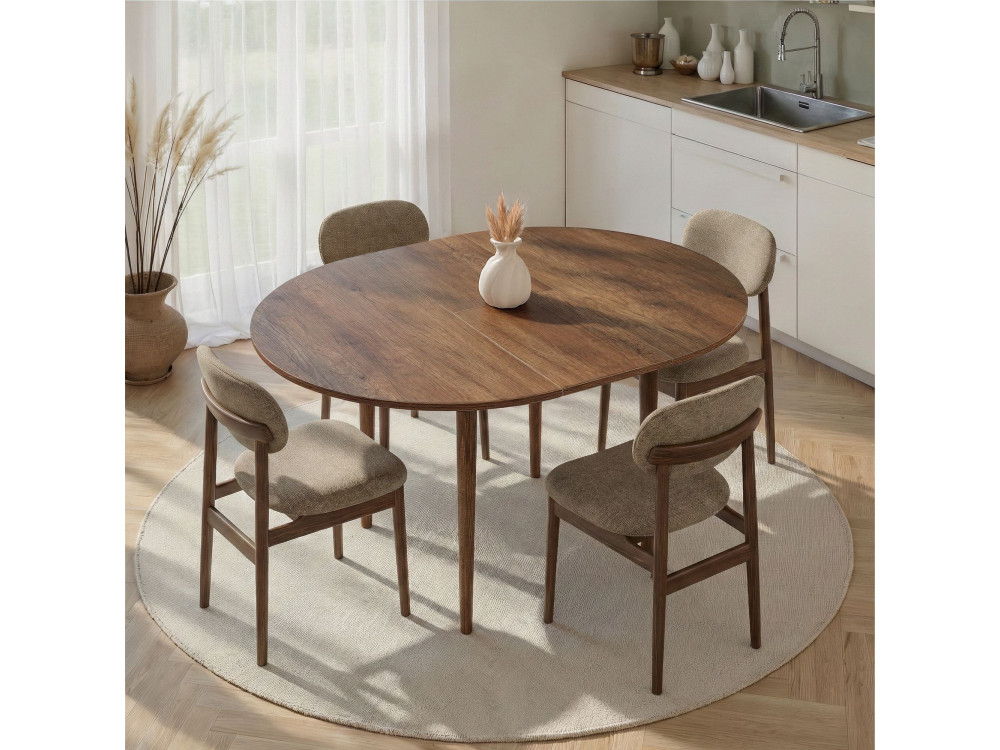 Tavolo da pranzo allungabile in legno "Viona" 100 x 100 x 75 cm - Noce Barok