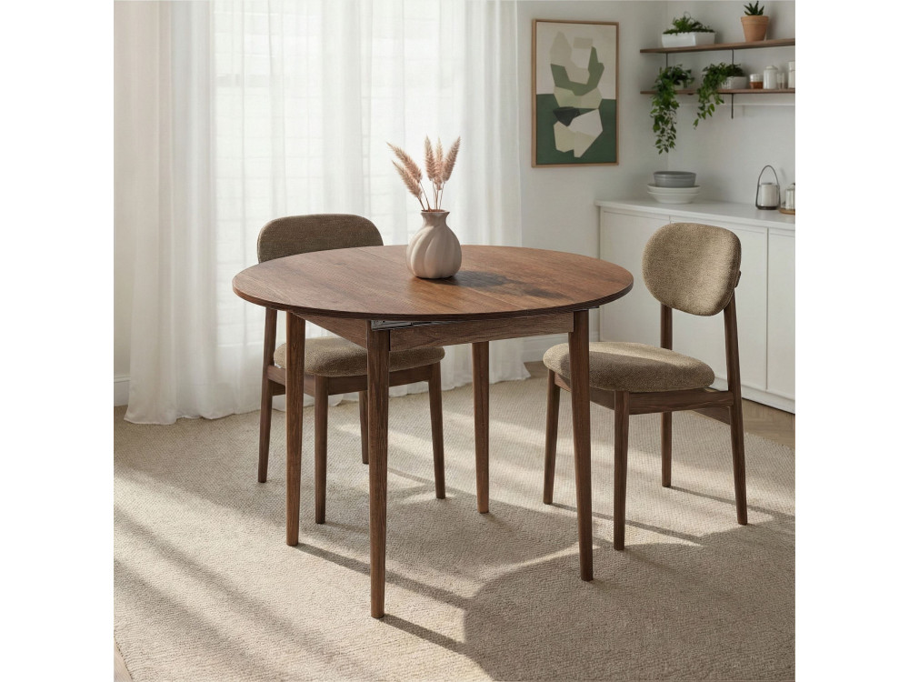 Tavolo da pranzo allungabile in legno "Viona" 100 x 100 x 75 cm - Noce Barok