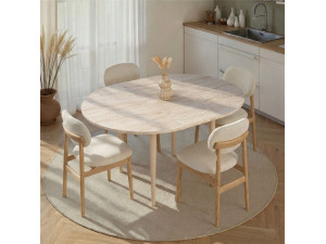 Tavolo da pranzo allungabile in legno "Viona" 100 x 100 x 75 cm - Travertino 2