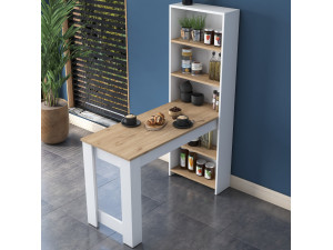 Tavolo da pranzo in legno "Jong" con ripiani - 120 x 54 x 154 cm - Marrone 2