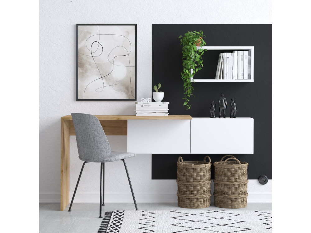 Bureau en bois "Tiff" - 145 x 45 x 74 cm - Chêne blanc