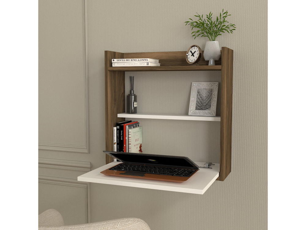 Scrivania in legno "Laptop" - 60 x 19 x 60 cm - Bianco, Noce