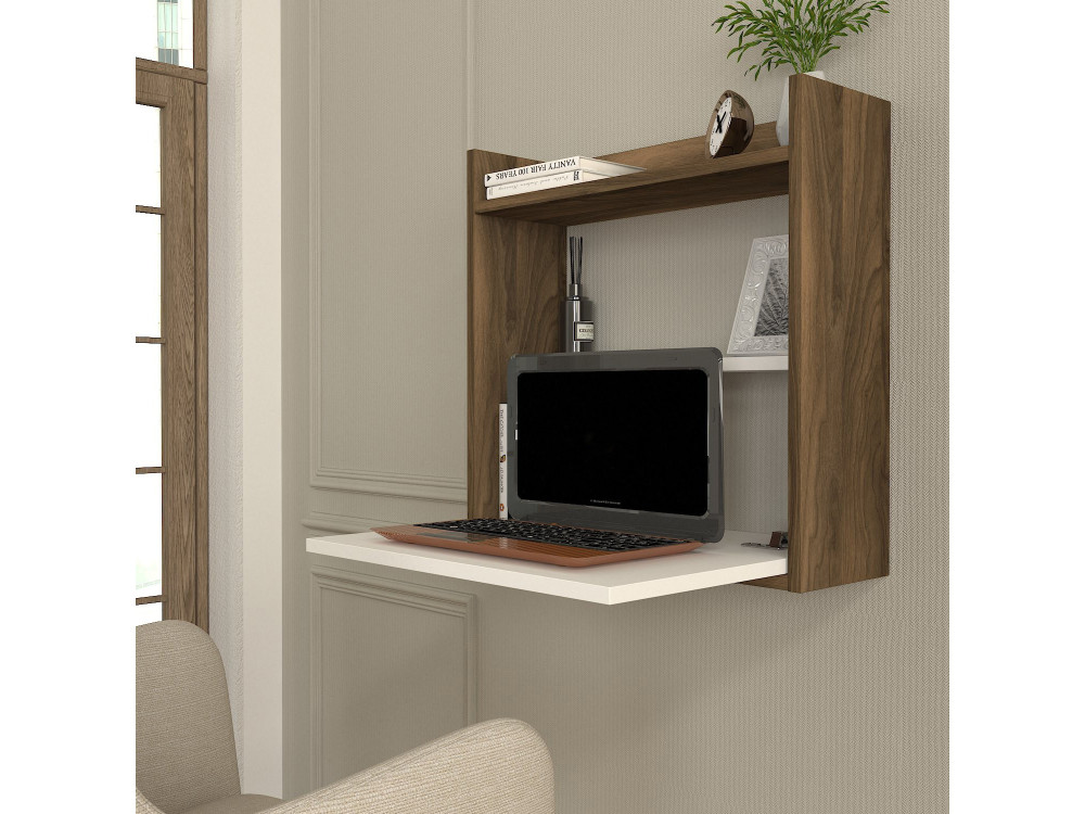 Scrivania in legno "Laptop" - 60 x 19 x 60 cm - Bianco, Noce